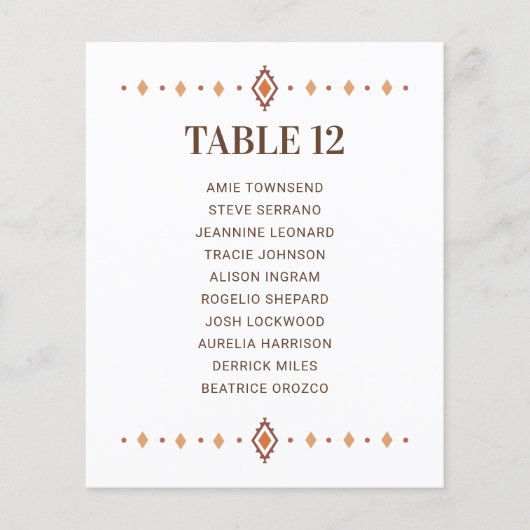 Papier Numéro de table du Mariage occidental avec des nom (Devant)