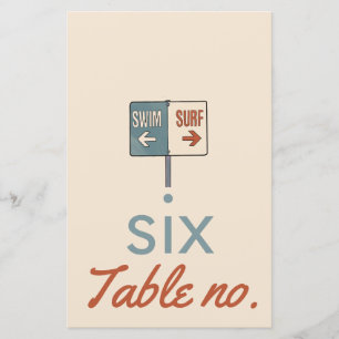 Papier Numéro de table mariage avec animaux de l'océan po
