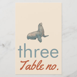 Papier Numéro de table mariage avec animaux de l'océan po