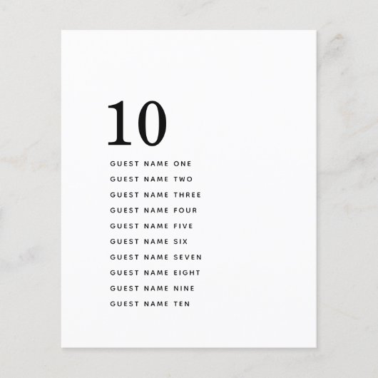 Papier Numéro de table Simple Minimalist Invitation Names (Devant)
