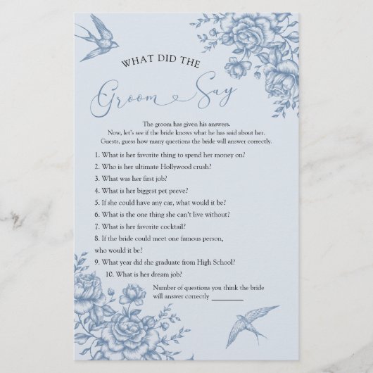 Papier Nuptiale Dusty Blue Chinoiserie What Groom Say (Devant)
