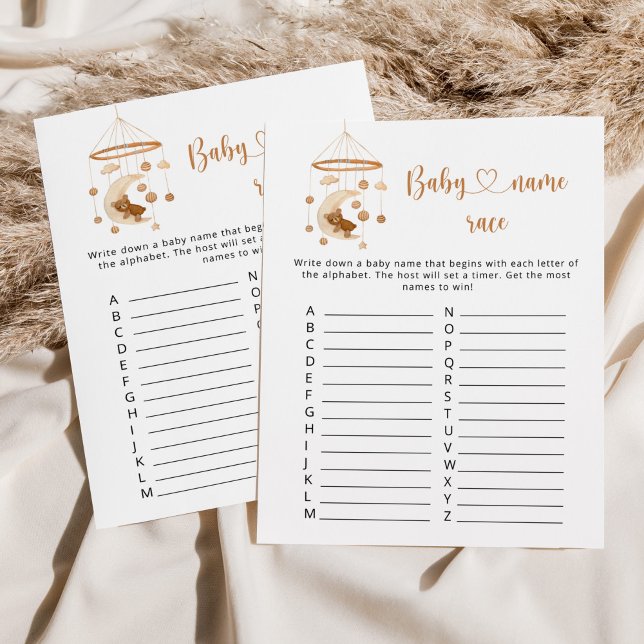 Papier Nursery mobile Nom race jeu de baby shower (Créateur téléchargé)