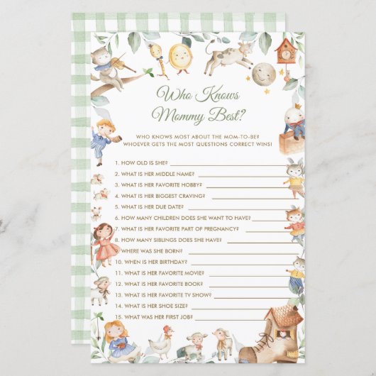 Papier Nursery Rhyme Qui Connaît Maman Meilleur Jeu De Do (Devant / Derrière)