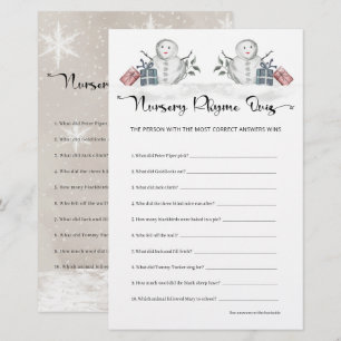 Papier Nursery Rhyme Quiz Baby shower Snowman