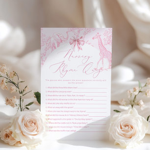 Papier Nursery Rhyme Quiz Toile Safari jeu de baby shower