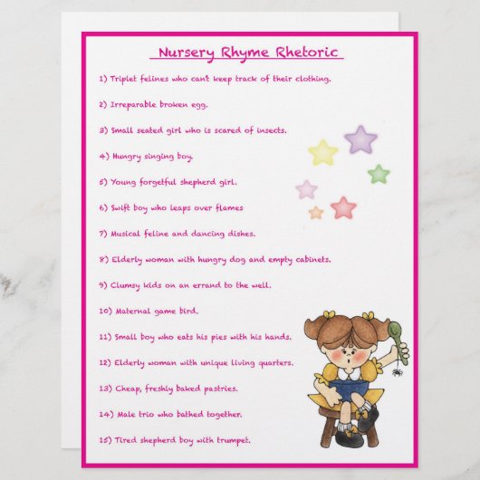 Papier Nursery Rhyme Rhétorique Jeu - Style fille (Devant / Derrière)
