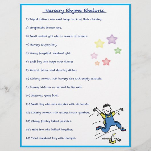 Papier Nursery Rhyme Rhétorique Jeu - Style garçon (Devant)