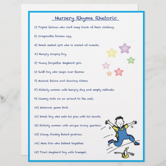 Papier Nursery Rhyme Rhétorique Jeu - Style garçon (Devant / Derrière)