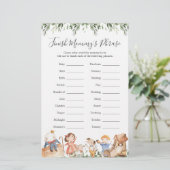 Papier Nursery Rhymes Baby shower Terminer la phrase de m (Debout devant)