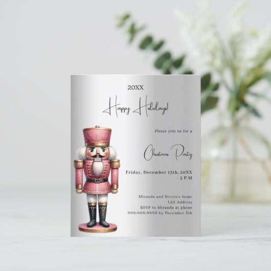 Papier Nutcracker argent Christmas Party invitation (Debout devant)