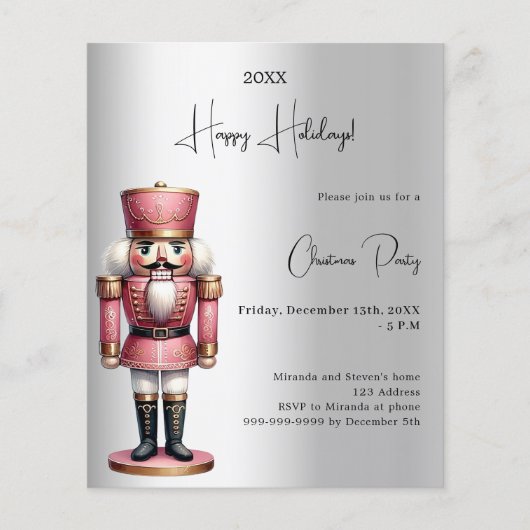 Papier Nutcracker argent Christmas Party invitation (Devant)