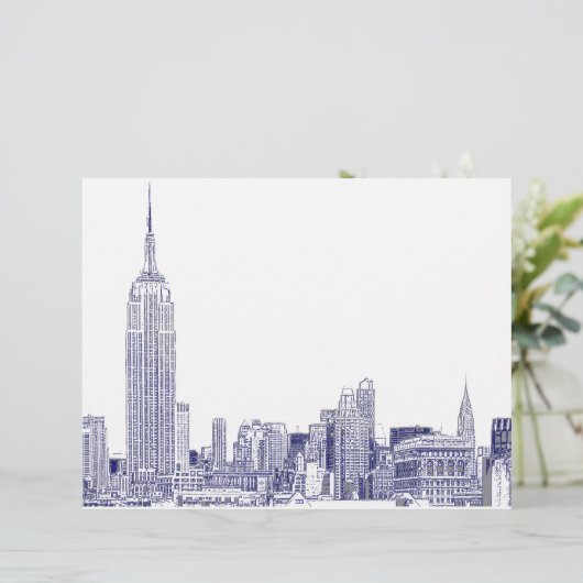 Papier NYC Skyline Etched 01 Blue (Debout devant)