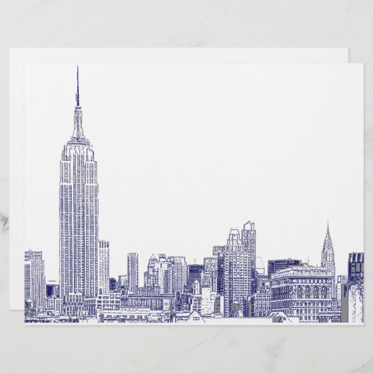 Papier NYC Skyline Etched 01 Blue (Devant / Derrière)