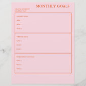 Papier Objectifs mensuels Planificateur académique Pratiq (Devant)