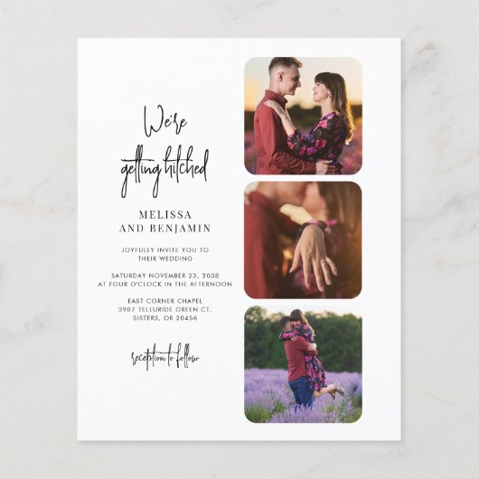 Papier Obtenir Hitched Photo Collage Faire-part de mariag (Devant)