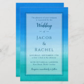Papier Ocean Blue Green Beach Invitation de mariage (Devant / Derrière)