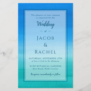 Papier Ocean Blue Green Beach Invitation de mariage