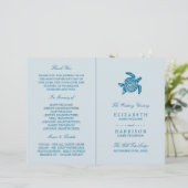 Papier Ocean Sea Turtle, Sea Blue Beach Wedding Program (Debout devant)