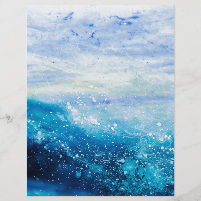 Papier Ocean wave painting, sea foam (Devant)