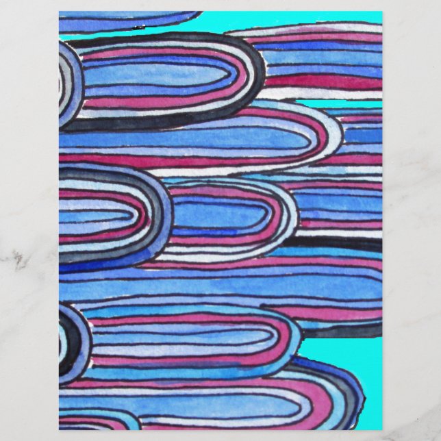 Papier Ocean Waves aqua blue pattern (Devant)