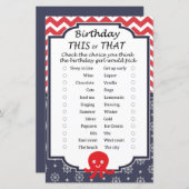 Papier Octopus Anniversaire ce ou ce jeu (Devant / Derrière)