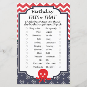 Papier Octopus Anniversaire ce ou ce jeu