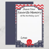 Papier Octopus Mémoire préférée de la fille d'anniversair (Devant / Derrière)