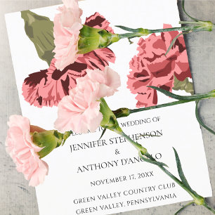 Papier Oeillets roses Luxe Moderne Floral Wedding Program