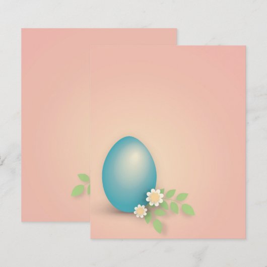 Papier OEuf de Pâques bleu parmi les fleurs et la lettre  (Devant / Derrière)