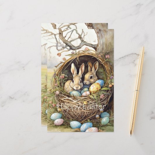 Papier Œufs de Pâques lapin mignon  (Devant/Arrière en situation)