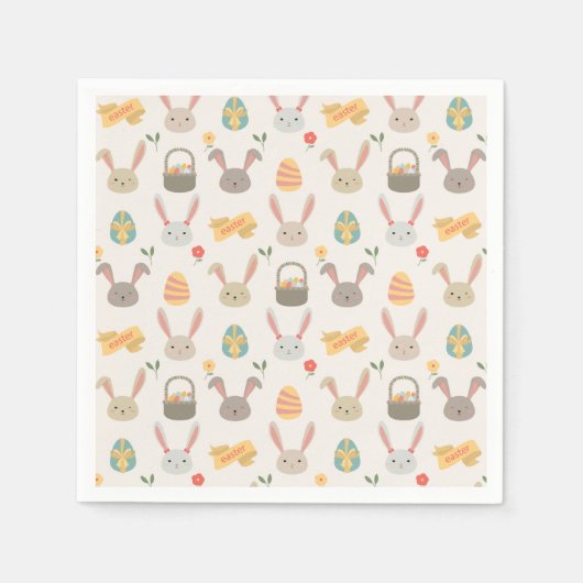Papier Oeufs simples et lapins Pâques | Serviette en Papi (Devant)