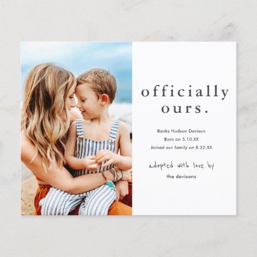 Papier Officiellement notre budget Faire-part d'adoption  (Devant)