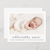 Papier Officiellement notre Faire-part d'adoption photo (Devant / Derrière)