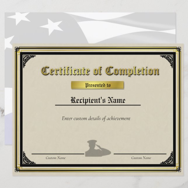 Papier Officier Personnalisé Saluer Le Certificat De Lign (Devant / Derrière)