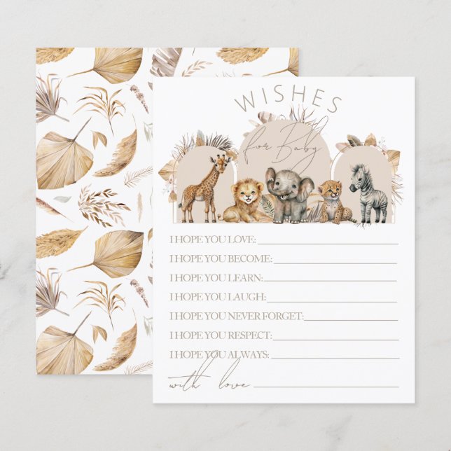 Papier Oh Baby Safari Animaux Boho Baby showers souhaits (Devant / Derrière)