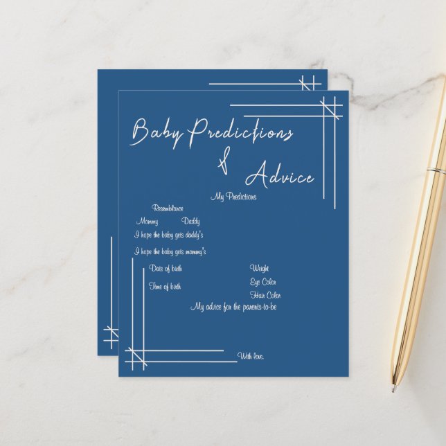 Papier Oh Bébé! Jeu de prédictions et de conseils pour bé (Devant/Arrière en situation)
