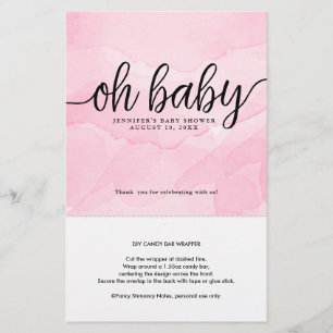 Papier Oh Bébé, Pink Personnalisé Candy Bar Wrapper