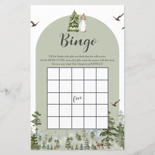 Papier Oh Boy Adventure Pine Forest Baby shower Bingo (Devant)