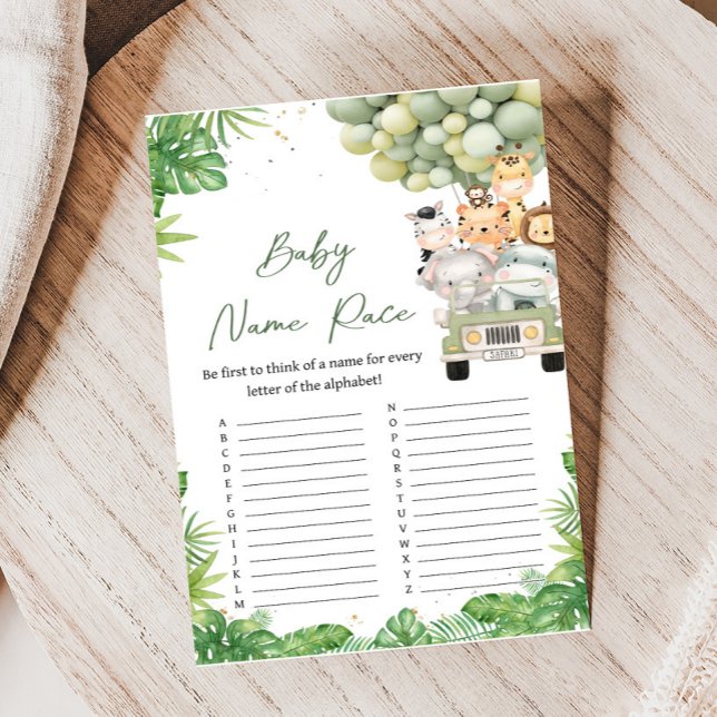 Papier Oh Boy Jungle Safari Douche Bébé Nom Jeu de Course (Safari Animals Baby Shower Game)