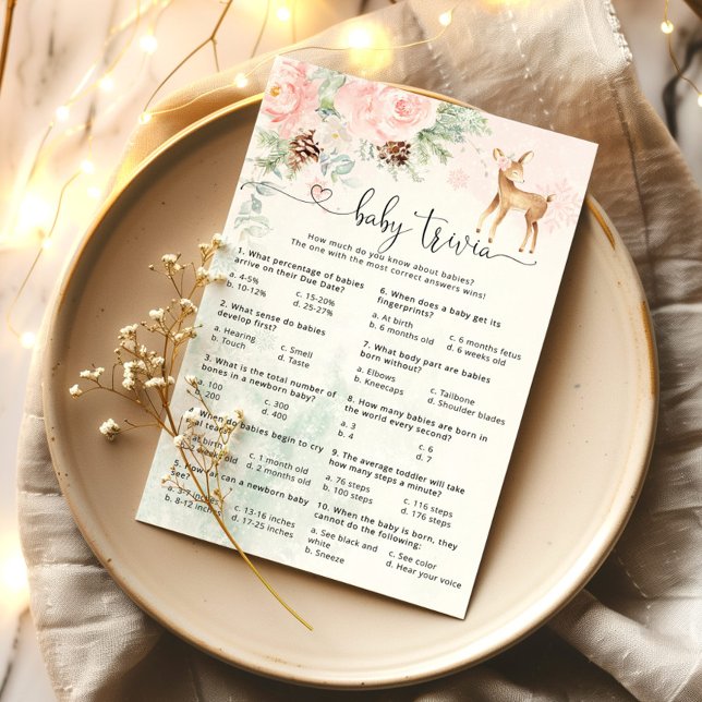 Papier Oh cerf hiver calligraphie bébé trivia jeu (Créateur téléchargé)