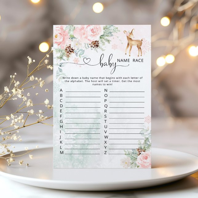 Papier Oh cerf hiver nom de race baby shower jeu (Créateur téléchargé)