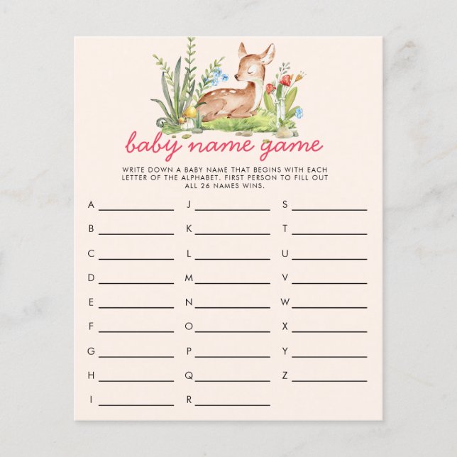 Papier Oh Deer Baby Name Shower Game (Devant)