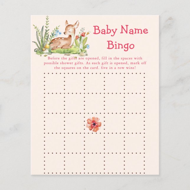 Papier Oh Deer Baby shower Bingo (Devant)