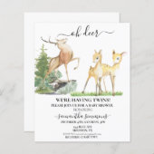 Papier Oh Deer Baby shower Twins Aquarelle (Devant / Derrière)