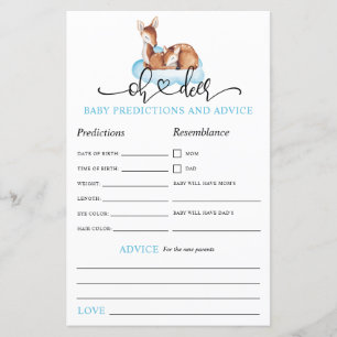 Papier Oh Deer Blue Cloud Jeu de prédiction et de conseil