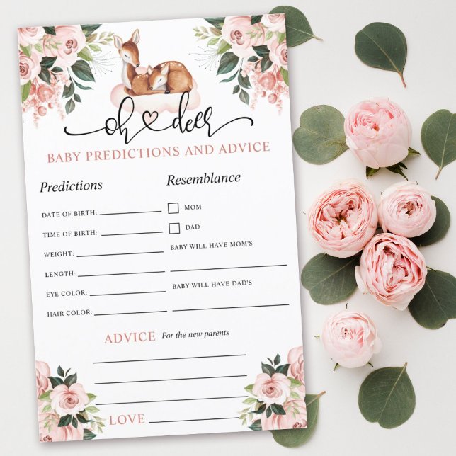 Papier Oh Deer Botanical Floral Baby Predictions Jeu (Créateur téléchargé)