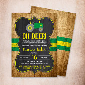 Papier Oh Deer Green Tractor Baby shower Invitation
