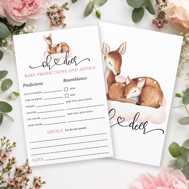 Papier Oh Deer Rose Bois Bébé Prédictions & Conseils (Get wisdom from your loved ones with this elegant Oh Deer baby predictions and advice game.)