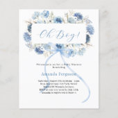 Papier Oh garçon bleu arc Baby shower floral invitation (Devant)