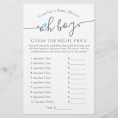 Papier Oh garçon Devinez le bon prix Baby shower bleu jeu (Devant)